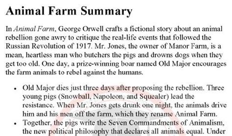 What Is The Plot Summary Of Animal Farm
